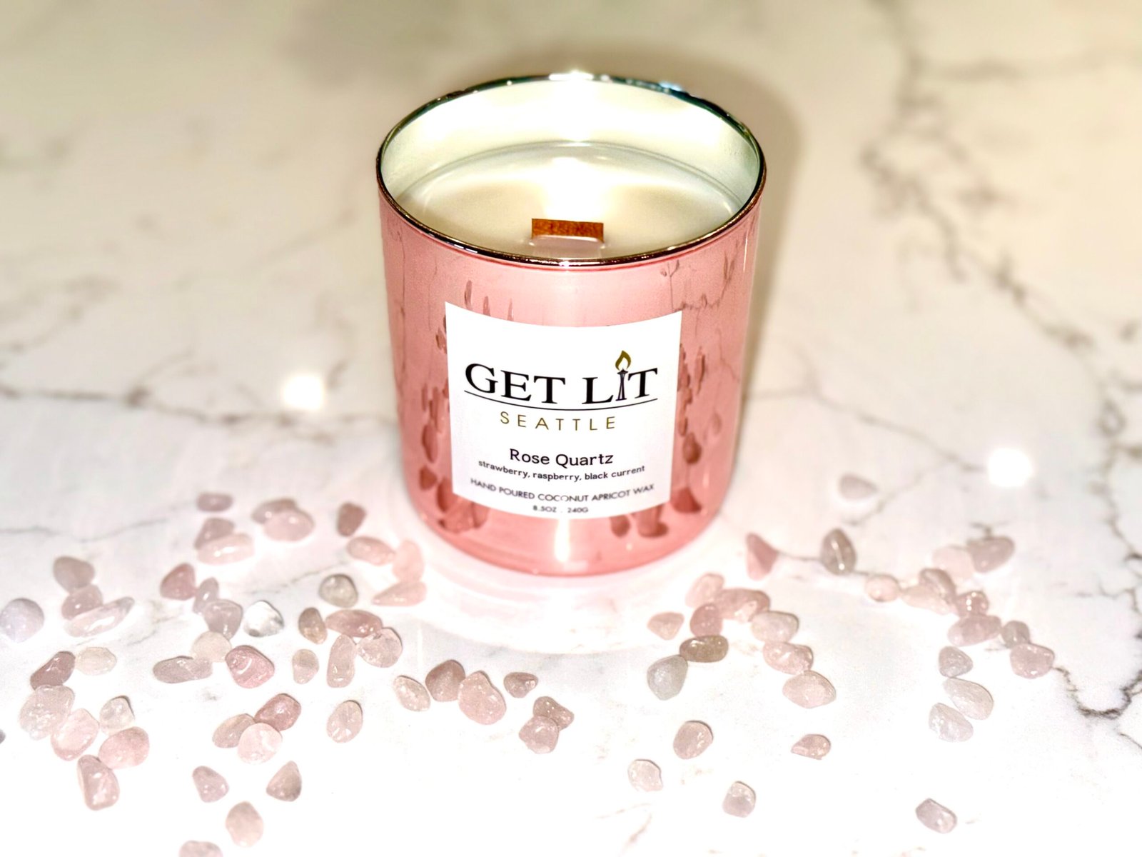 Rose Quartz Pink Candle