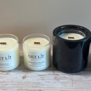 Black Marble Candle Vessel Refill Set