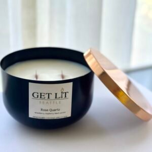 Rose Quartz Black Large Candle