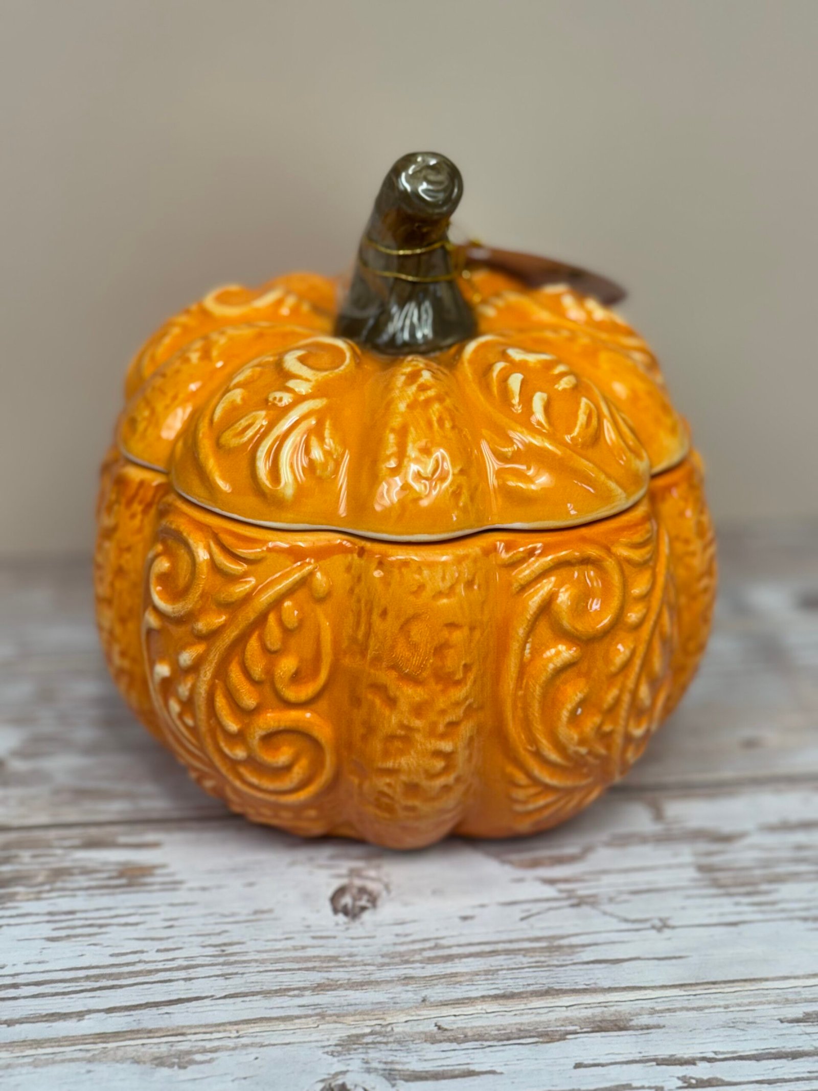Large Orange Pumpkin Candle