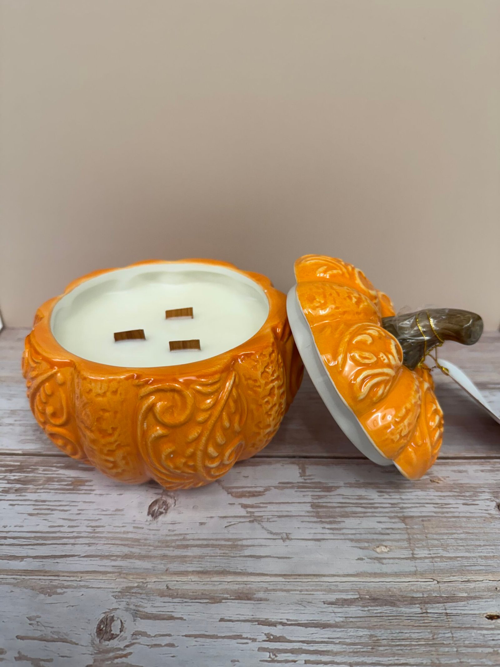 Large Orange Pumpkin Candle - Image 2
